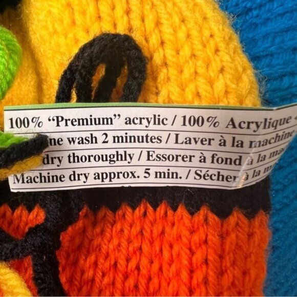 Handmade Knit Crew Neck Rainbow Colourblock 80s Inspired Sweater Size 6 - Picture 8 of 9